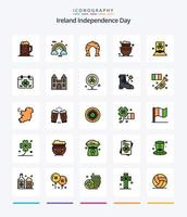 Creative Ireland Independence Day 25 Zeilen gefülltes Icon Pack wie Glück. Reichtum. Irland. Patricks. Hufeisen vektor