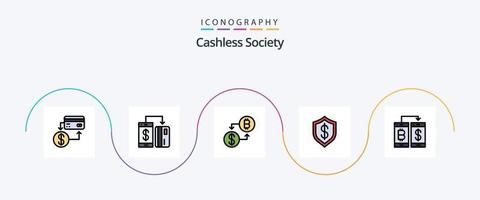 Cashless Society Line gefüllt Flat 5 Icon Pack inklusive Cyber. künstlich. Zahlung. Geld vektor