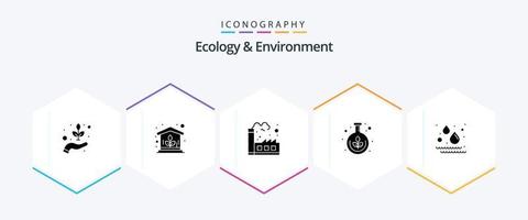 Ökologie und Umwelt 25 Glyphen-Icon-Pack einschließlich Natur. Wissenschaft. Fabrik. Forschung. Grün vektor