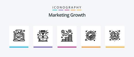 marknadsföring tillväxt linje 5 ikon packa Inklusive Kontakt. diamant. övervaka. leverans. Rapportera. kreativ ikoner design vektor