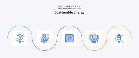 hållbar energi blå 5 ikon packa Inklusive energi Glödlampa. förnybar. elektricitet. kraft. grön teknologi vektor