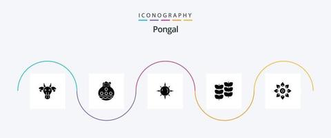 Pongal Glyphe 5 Icon Pack inklusive Pongal. Tag. Sand. Sonne. pongal vektor