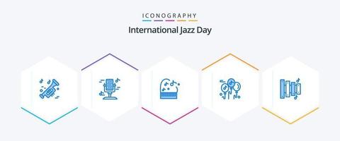 internationell jazz dag 25 blå ikon packa Inklusive . Utrustning. utbildning. beställnings. musik vektor
