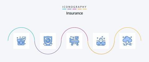 Insurance Blue 5 Icon Pack inklusive Sturm. Wolke. Krankenhaus. Versicherung. Absturz vektor