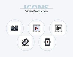 video produktion linje fylld ikon packa 5 ikon design. grooming. kosmetika. strålkastare. årgång kamera. fotografi vektor