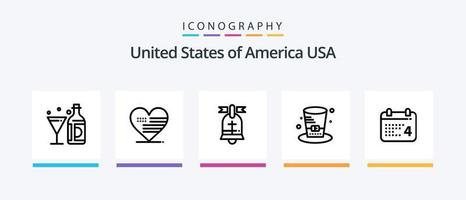USA Line 5 Icon Pack inklusive amerikanisch. Glas. amerikanisch. Flasche. Wein. kreatives Symboldesign vektor