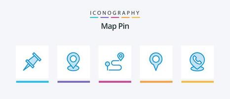 Map Pin Blue 5 Icon Pack inklusive Standort. Telefon. Navigation. Telefon. Karte. kreatives Symboldesign vektor