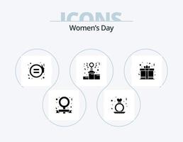 Womens Day Glyph Icon Pack 5 Icon Design. Tag. Leistung. Frauen. Feminismus. Gerechtigkeit vektor