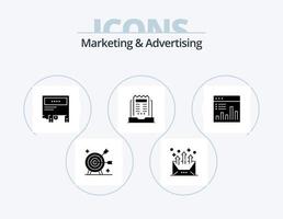 Marketing und Werbung Glyph Icon Pack 5 Icon Design. Nachricht. Geschäft. Email. Papier. Marketing vektor