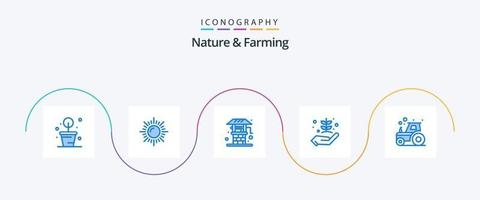 Natur und Landwirtschaft Blue 5 Icon Pack inklusive Landwirtschaft. Landwirtschaft. Landwirtschaft. Natur. Garten vektor