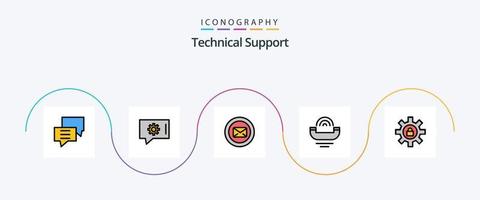 Technische Support-Leitung gefüllt Flat 5 Icon Pack inklusive Telefon. Produktivität. Plaudern. Hilfe. tippen vektor