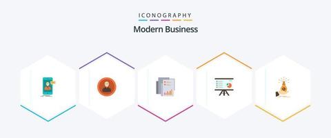 Modern Business 25 Flat Icon Pack inklusive Marketing. Geschäft. Mann. Prüfung. Bericht vektor