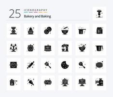 Backen von 25 soliden Glyphen-Icon-Packs einschließlich Farbstoff. Färbung. Eiscreme. Backen. Plätzchen vektor