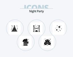 natt fest glyf ikon packa 5 ikon design. . stirra. natt. firande. natt vektor