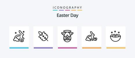 Easter Line 5 Icon Pack inklusive Frühling. ost. Nest. Ei. Anlage. kreatives Symboldesign vektor