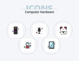 Computer-Hardware-Linie gefüllt Icon Pack 5 Icon-Design. Computer. Scheibe. sprechen. Daten. Hardware vektor
