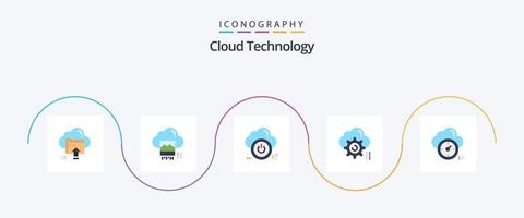 Cloud-Technologie Flat 5 Icon Pack inklusive Cloud. Gang. Wolke. aus. runter vektor