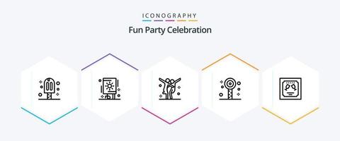 Party-Icon-Pack mit 25 Zeilen, einschließlich Umschlag. Sommer. Feier. Party. Spaß vektor