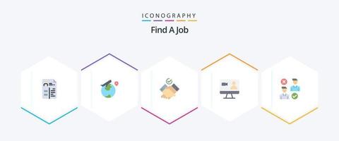 Einen Job finden 25 Flat Icon Pack inklusive Job. Gruppe. Arbeit. Computer. suchen vektor