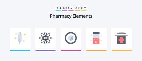 Apothekenelemente Flat 5 Icon Pack inklusive. Krankenhaus. Medizin. Gesundheitspflege. Gesundheitspflege. kreatives Symboldesign vektor