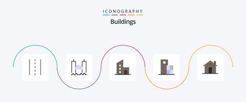 Gebäude Flat 5 Icon Pack inklusive Uhr. die Architektur. industriell. Eigentum. Anwesen vektor