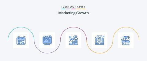 Marketing Growth Blue 5 Icon Pack inklusive Box. Graph. Geschäft. dokumentieren. Marketing vektor