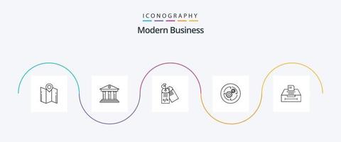 Modern Business Line 5 Icon Pack inklusive Unternehmen. Lösung. Gebäude. Verkauf. Geschäft vektor