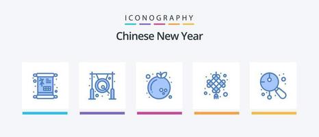 chinesisches neues jahr blau 5 icon pack inklusive asiatisch. CNY. Metall. chinesischer Knoten. Jahr. kreatives Symboldesign vektor