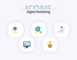 digitales Marketing flaches Icon Pack 5 Icon Design. Zwischenablage. suchen. Bewertung. Management. Glas vektor