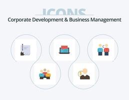 Corporate Development und Business Management Flat Icon Pack 5 Icon Design. Buchseite. dokumentieren. Benutzer. Vertrag. Geld vektor