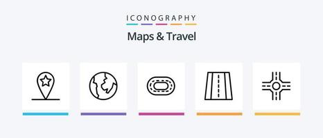 Kartor och resa linje 5 ikon packa Inklusive . tid. värld. kreativ ikoner design vektor