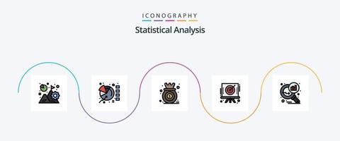 statistisk analys linje fylld platt 5 ikon packa Inklusive mål. styrelse. statistik. pil. Graf vektor