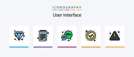 användare gränssnitt linje fylld 5 ikon packa Inklusive . finansiera. växt. blad. kreativ ikoner design vektor