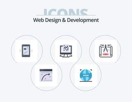 Webdesign und Entwicklung Flat Icon Pack 5 Icon Design. skizzieren. Entwurf. Handy, Mobiltelefon. Netz. Daten vektor