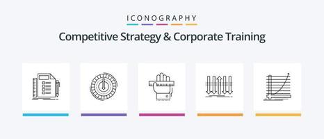 Wettbewerbsstrategie und Corporate Training Line 5 Icon Pack inklusive Kosten. Verbrauch. Markt. Schule. Ausbildung. kreatives Symboldesign vektor