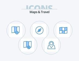 Karten und Reisen blau Icon Pack 5 Icon Design. . Kompass. Karte vektor