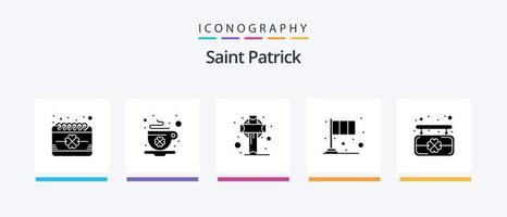 Saint Patrick Glyph 5 Icon Pack inklusive Patrick. Flagge. Tag. Festival. Heilige. kreatives Symboldesign vektor