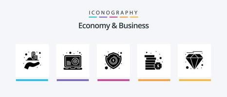 Economy und Business Glyph 5 Icon Pack inklusive Premium. Geld. Geld. Kasse. kreatives Symboldesign vektor