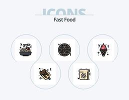 Fast-Food-Linie gefüllt Icon Pack 5 Icon Design. . . Krepp. essen. Salat vektor