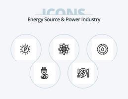 Energiequelle und Energiewirtschaft Linie Icon Pack 5 Icon Design. Akkumulator. Anlage. Biomasse. freundlich. Zyklus vektor