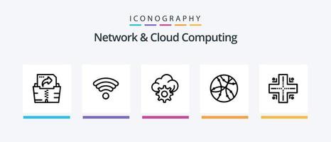 Netzwerk- und Cloud-Computing-Line-5-Icon-Pack einschließlich Speicher. Daten. elektronisch. Rechnen. Netzwerk. kreatives Symboldesign vektor