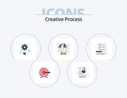 kreativer Prozess flaches Icon Pack 5 Icon Design. . Datei. Birne. Verfahren. Produkt vektor