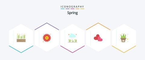 Spring 25 Flat Icon Pack inklusive Gras. Blumen. Wachstum. Hochzeit. Liebe vektor