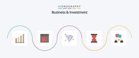 företag och investering platt 5 ikon packa Inklusive . grupp. diamant. man. timme vektor