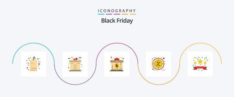 svart fredag platt 5 ikon packa Inklusive handel. mål. kort. procentsats. varm vektor