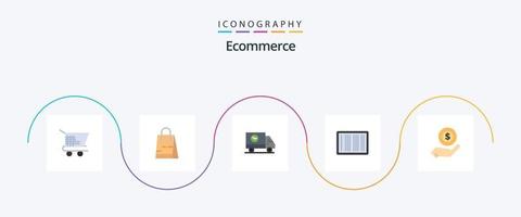 E-Commerce Flat 5 Icon Pack inklusive Shopping. Einkaufen. E-Commerce. E-Commerce. Barcode vektor