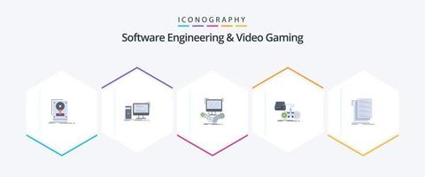 Software-Engineering und Videospiele 25 Flat Icon Pack inklusive Gaming. Konsole. Stk. online. Internet vektor