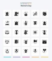 Creative Womens Day 25 Glyphe Solid Black Icon Pack wie Geschenk. Tag. Tag. Venus. Zeichen vektor