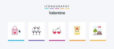 valentine platt 5 ikon packa Inklusive kärlek. kärlek. glas. dag. alla hjärtans dag. kreativ ikoner design vektor