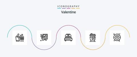 valentine linje 5 ikon packa Inklusive kärlek. kärlek. ram. dag. valentine vektor